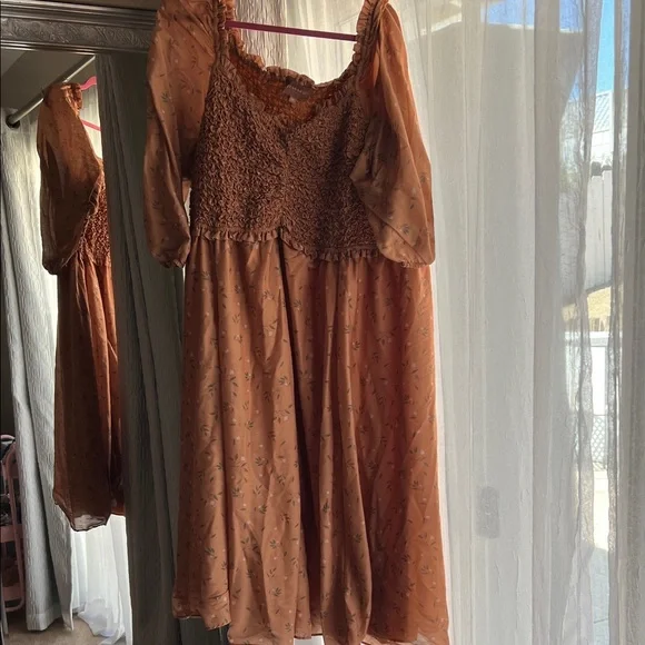 JessaKae Peach Dress with Floral Design - Picture 3 of 5